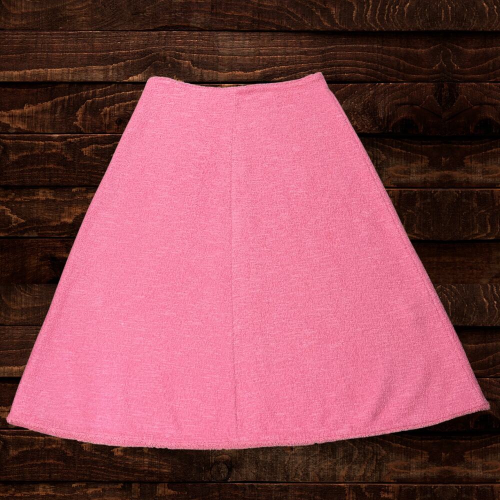 Zara Structured Jacquard Pink Tweed A-Line Midi Skirt Large - Picture 2 of 9